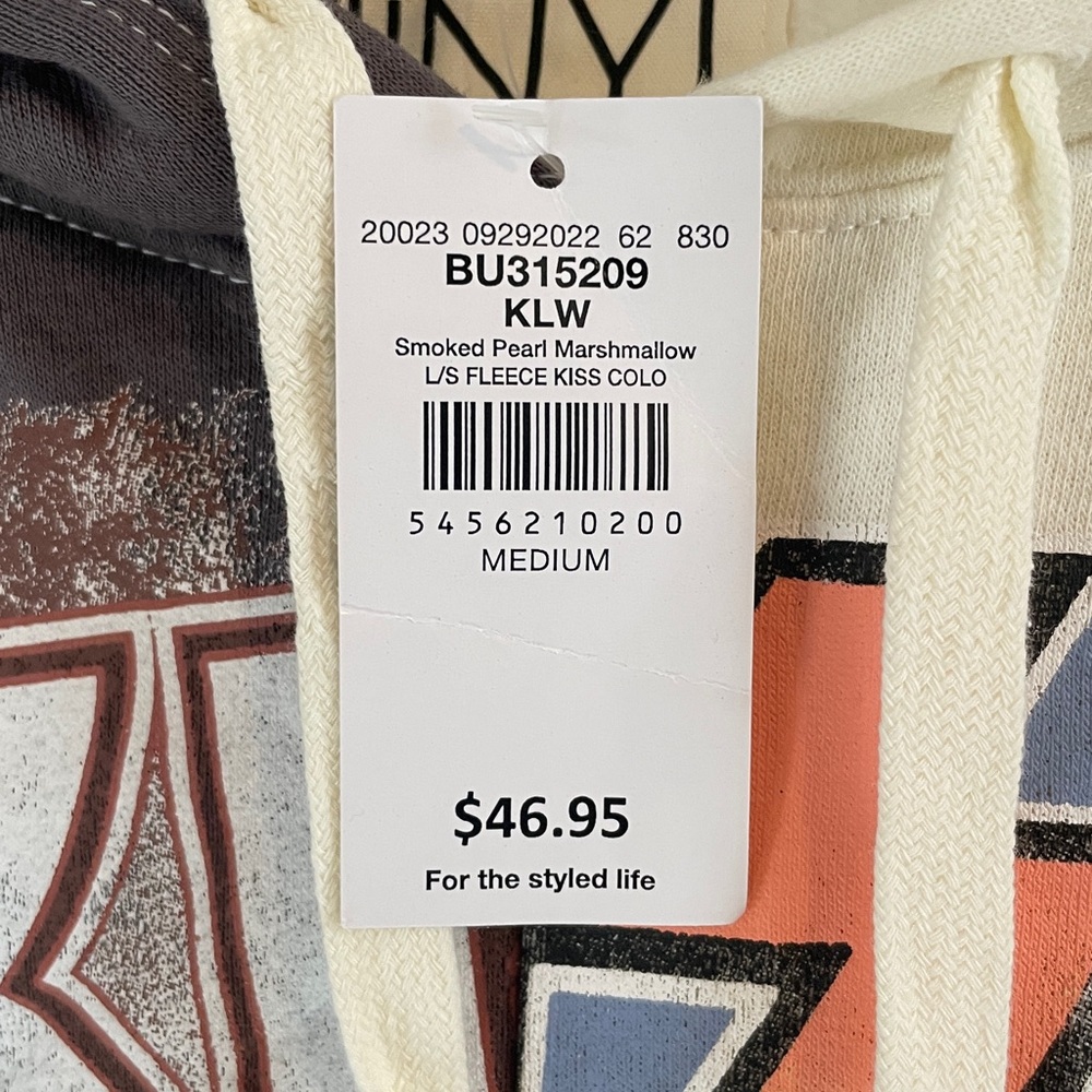 NWT Kiss Split Graphic Hoodie - Gray and Cream - Picture 3 of 6